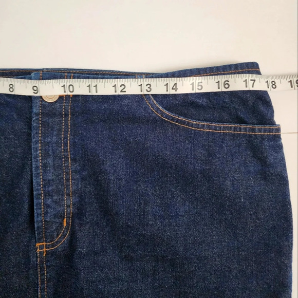 Old Navy Womens Denim Jean Western Pencil Blue Dark Wash Front Slit Skirt, sz 12 - Picture 4 of 6
